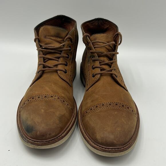 FRYE JOEL BROGUE CHUKKA BOOT MENS SIZE 12 ANKLE NUTMEG TAN BROWN LEATHER BOOT - Picture 2 of 12